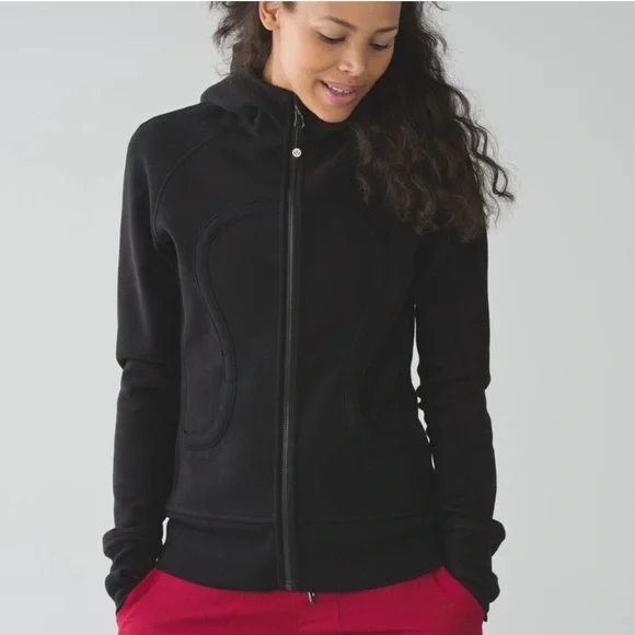Lululemon athletica 8 Scuba Hoodie in Black love rare logo zip up - Picture 1 of 4